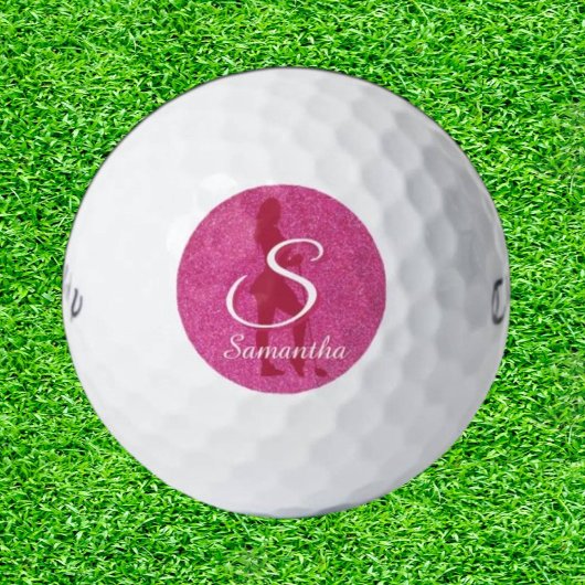 DAMES ROZE GLITTER GOLFBALLEN