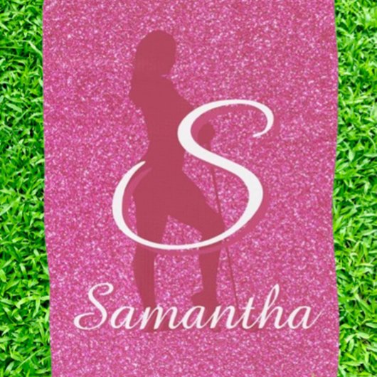 DAMES ROZE GLITTER GOLFHANDDOEK