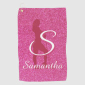DAMES ROZE GLITTER GOLFHANDDOEK (Voorkant)
