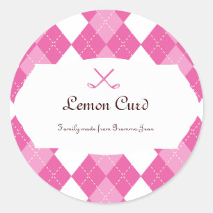 Dames Roze Golf Argyle Ronde Sticker