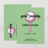 Dames Roze Golf Feest Ontwerp Uitnodiging Briefkaart (Voorkant / Achterkant)