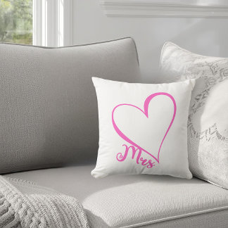 Dames roze hart throw kussen