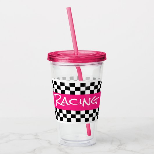 Dames Roze Racing Cup Acryl Drinkbeker (Links)