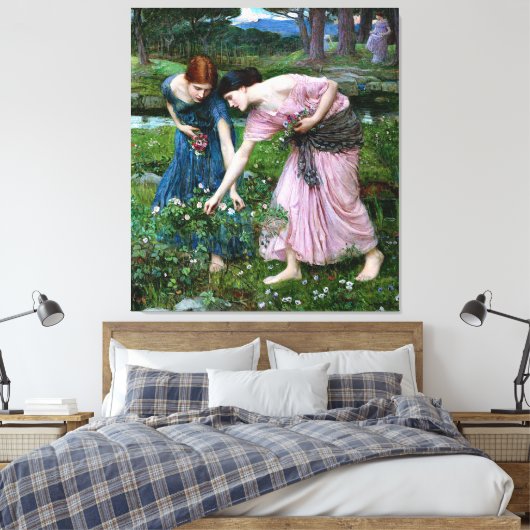 dames roze roze bloemen canvas afdruk (Insitu (Slaapkamer))