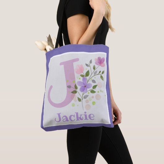 Dames sac a le nom Jackie avec Fleurs (De près)
