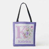 Dames sac a le nom Katrina avec fleurs (Dos)