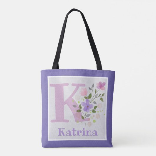 Dames sac a le nom Katrina avec fleurs (Dos)