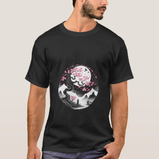 Dames Sakura Japanse kersenbloesem en maan Japan T-shirt