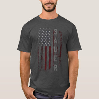 Dames SAUER Familie Amerikaanse Vlag VNeck grappig T-shirt