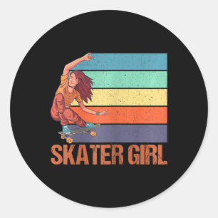 Dames Skater Meisje Skateboard Skateboarden Cadeau Ronde Sticker