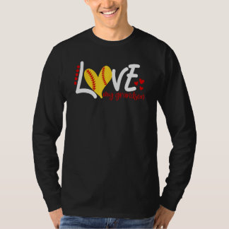 Dames Softbal Hou van mijn kleinzoon voor mannen T-shirt
