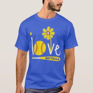 Dames Softbal s zestien Meisjes Ik hou van Softbal T-shirt