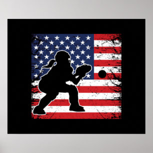 Dames Softball Catchers Gear Stuff Vlag Verenigde Poster