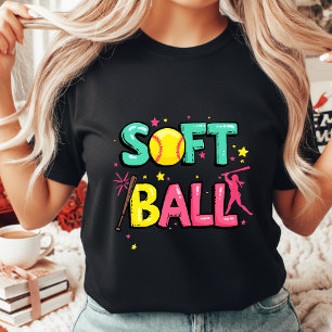 Dames Softball Moeder Speler T-shirt Kleurrijke Bu