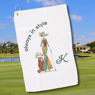 Dames Stijlvolle Golfer Gepersonaliseerde Naam Golfhanddoek