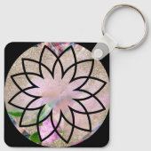  Dames Stijlvolle Roze Lotus Bloem Sleutelhanger (Achterkant)