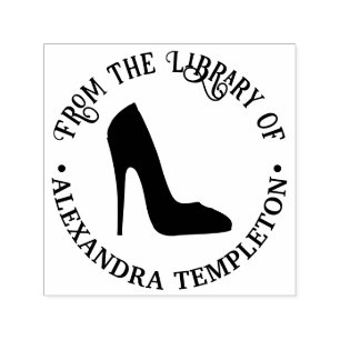 Dames stiletto hooggehakte schoen bibliotheek boek zelfinktende stempel