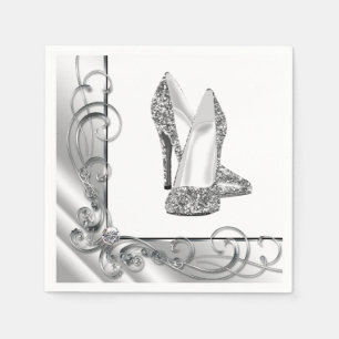 Dames Swirl Glitter Hoge Hak Schoenen Servetten