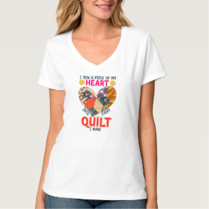 Dames t-shirt courtepointe, coeurs de courtepointe