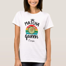 Dames T-shirt matcha queen retro vintage sunset