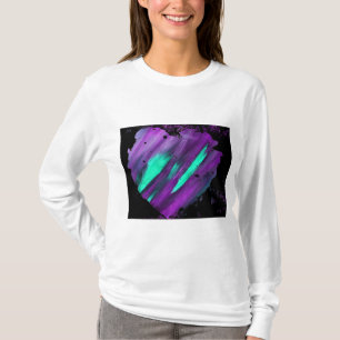 Dames T-shirt met lange mouwen Paarse Abstracte ha