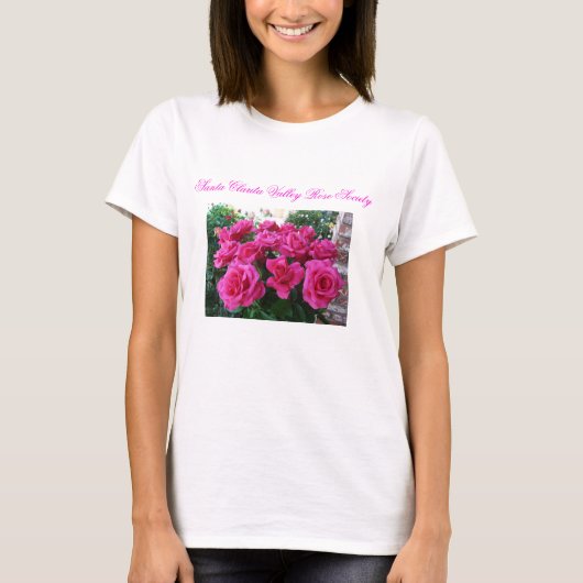 Dames T-shirt met roze rozen (Voorkant)