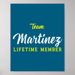 Dames Team Martinez Lifetime Lid Achternaam Geboor Poster