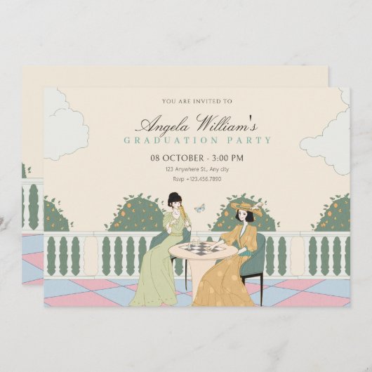 Dames theetuin afstuderen kaart (Voorkant / Achterkant)