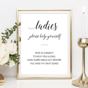 Dames Toilet Mand Basket Elegant Trouw Teken Poster