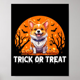 Dames Trick Of Treat Halloween Hond V-Hals Poster