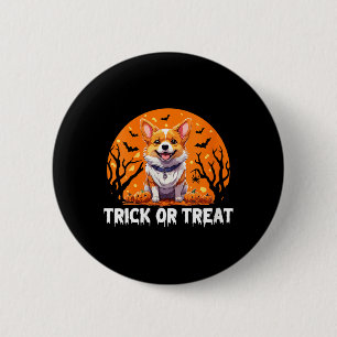 Dames Trick Of Treat Halloween Hond V-Hals Ronde Button 5,7 Cm