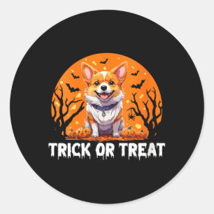 Dames Trick Of Treat Halloween Hond V-Hals Ronde Sticker