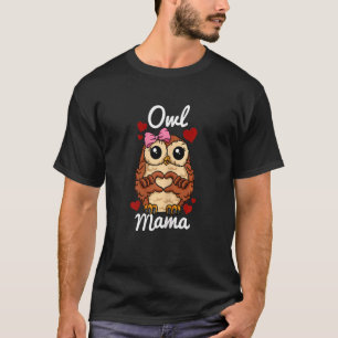 Dames Uil Mama Vinger Hart Uil Dier Met Lint T-shirt