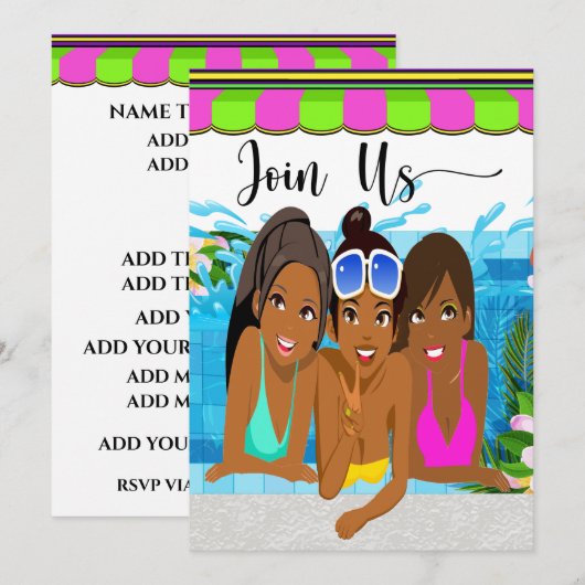 Dames uitstapje feest uitnodiging (Voorkant / Achterkant)