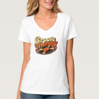 Dames V-hals Got Vinyl & Groove Therapie T-shirt