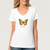 Dames V-hals T-shirt Vlinder (Voorkant)