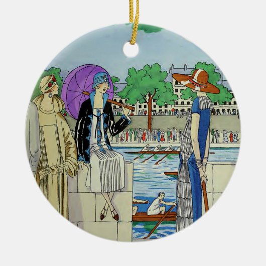  Dames van de jaren 20 bij het Race Regatta Keramisch Ornament (Voorkant)