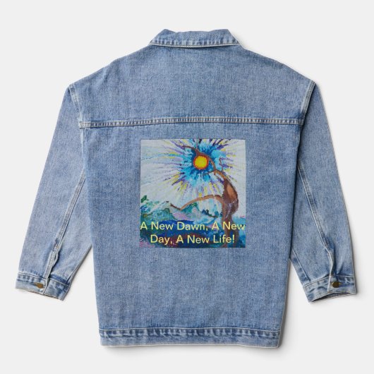 Dames Vibrant Vision Print Denim Jasje Jacket (Achterkant)
