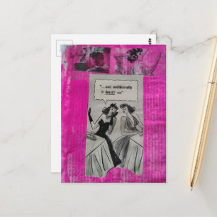 Dames Vintage Advertenties op Roze Collage Briefkaart