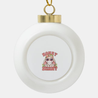 Dames Vintage Paas Honey Bunny Bloemen Konijn L Keramische Bal Ornament