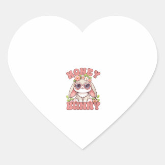 Dames Vintage Paas Honing Konijn Bloemen Konijn L Hart Sticker