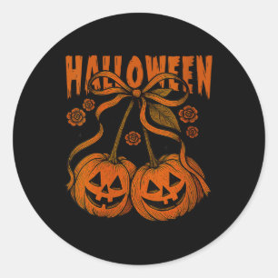 Dames Vintage Pompoen Kersen Coquette Strik Hallow Ronde Sticker