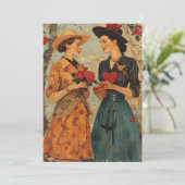 Dames Vintage Valentijnsdag Feestdagenkaart (Staand voorkant)