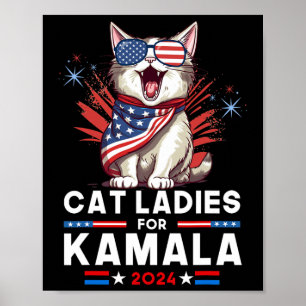 Dames voor Kamala Funny Cat 2024 President Kamala- Poster