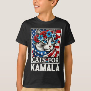 Dames voor Kamala Funny Cat 2024 President Kamala- T-shirt