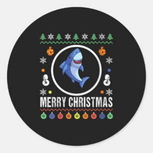 Dames vrolijk kerstmis haai lelijke trui kerst bre ronde sticker