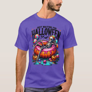 Dames wachten alleen maar op Halloween Skelet Spok T-shirt