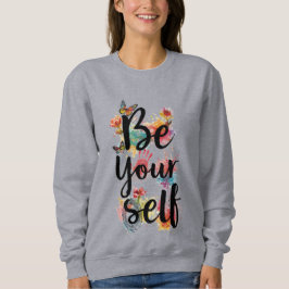 Dames Wees Jezelf Bloem Vlinder Waterverf Sweater