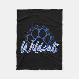 Dames Wildcats Blauw Zwart Luipaard School Sporten Fleece Deken