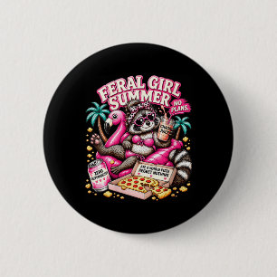 Dames Wilde Meisje Zomer Grappige Wasbeer Meisjes Ronde Button 5,7 Cm